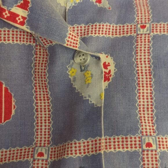 Vintage Victoria Jones blue patchwork heart‎ print shirt - Picture 5 of 8